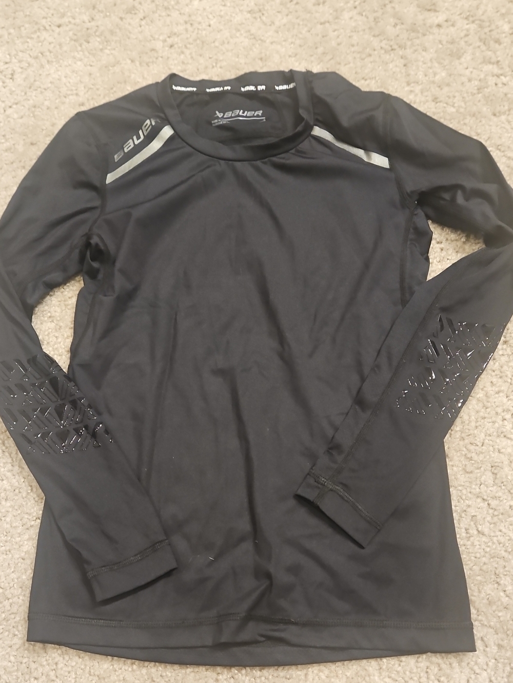 Bauer Hockey Black Long-Sleeve Performance Top with Reflective Accents